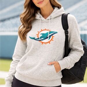 Antigua Light Gray Hoodie with Teal & Orange Dolphin Emblem